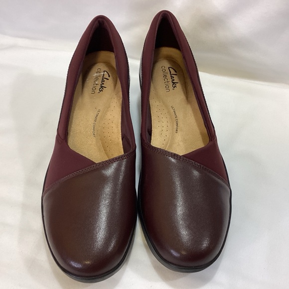 Clarks Collection SUTTYN WALK Burgundy Leather Wedge Slip-On SZ 9.5M L/N $80 - Picture 5 of 15
